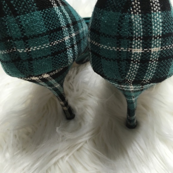 Wet Seal stripped green bow peep toe heels size 9 - Picture 4 of 4